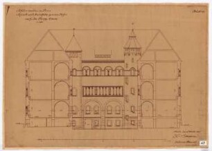 Königliches Residenzschloss Posen, Posen: Ansicht und Schnitt Großer Hof zur Ringstraße 1:100