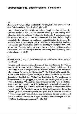 161-258, Strafrechtspflege. Strafverfolgung. Sanktionen