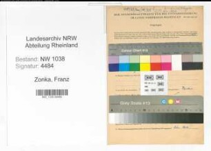 Entnazifizierung Franz Zonka , geb. 01.02.1903 (Angestellter)