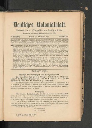 15. November 1891. Nummer 22.