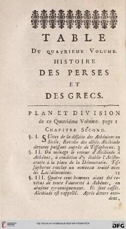 Table du quatrième volume