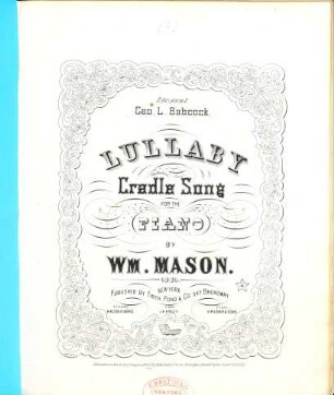 Lullaby : Cradle Song for the Piano ; Op. 10