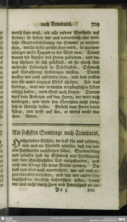 Am sechsten Sonntage nach Trinitatis