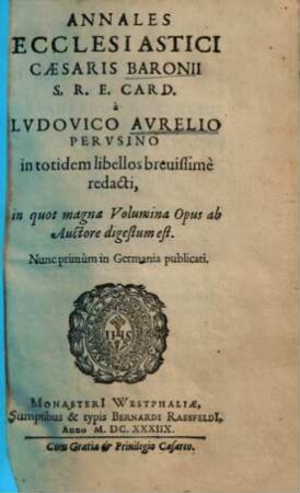Annales Ecclesiastici Caesaris Baronii S. R. E. Card., 1