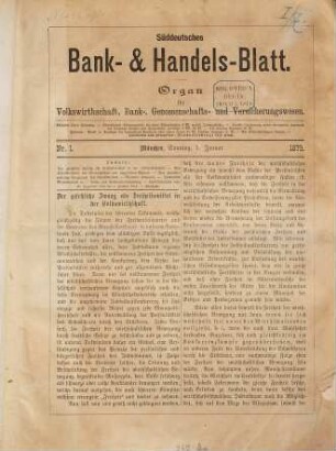Süddeutsches Bank- & Handelsblatt : Organ für Volkswirtschaft, Industrie, Bank- und Versicherungswesen. [3.] 1879