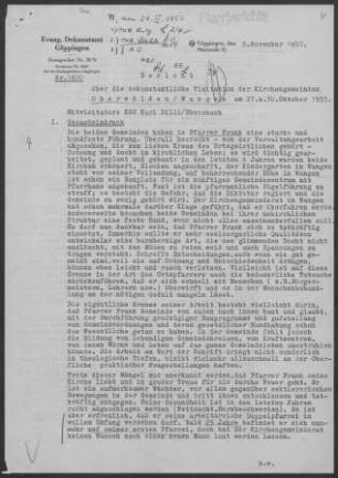 Oberwälden-Wangen: Visitationsbericht mit Pfarrbericht 1955
