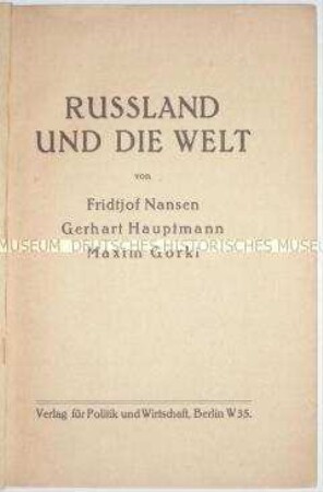 Plädoyer für internationale Hilfsleistungen an die Sowjetunion anlässlich der Hunger- und Seuchenkatastrophe der Jahre 1921-1922