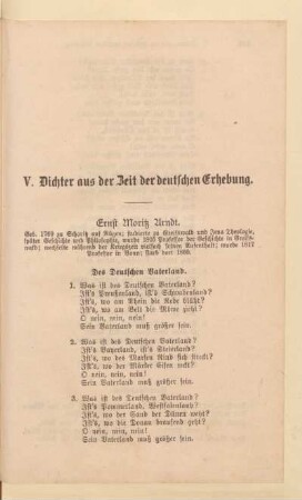 V. Dichter aus der Zeit der deutschen Erhebung