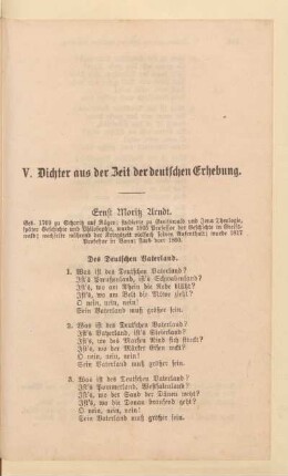V. Dichter aus der Zeit der deutschen Erhebung