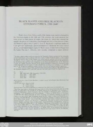 Black Slaves And Free Blacks In Ottoman Cyprus, 1590-1640