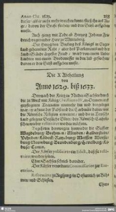 Die X. Abtheilung von Anno 1629. biß 1633