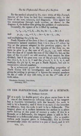 On the fleflecnodal planes of a surface.