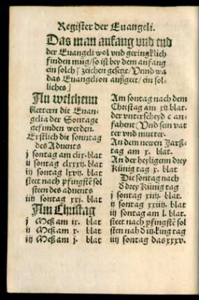 Register der Evangeli.