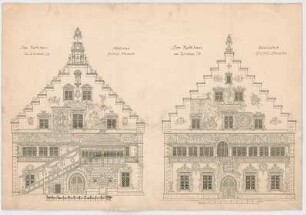 Thiersch, Friedrich von; Lindau / Bodensee; Rathaus - Nord - u. Südfassade (Ansichten)