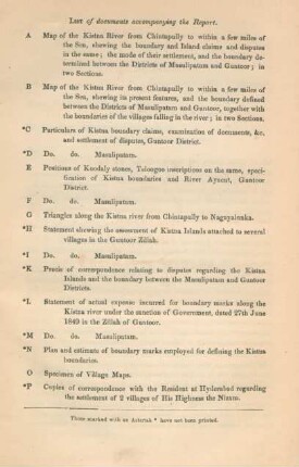 List of documents accompanying the report