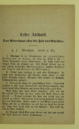 Erster Abschnitt. Das Alterthum oder die Zeit vor Christus