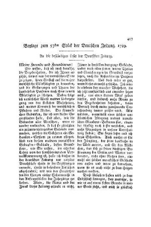 Beylage zum 53ten Stück der Deutschen Zeitung 1789