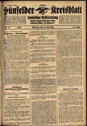 Erste Ausgabe vom Mittwoch, den 28. Juli 1937.