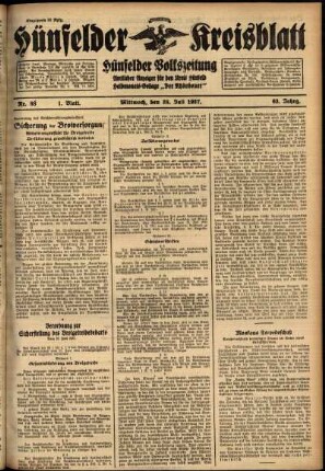 Erste Ausgabe vom Mittwoch, den 28. Juli 1937.