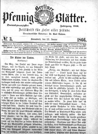 No. 3, Sonnabend, den 13. Januar