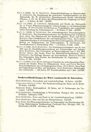 Sonderveröffentlichungen der Württ. Landesstelle für Naturschutz