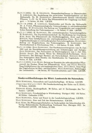 Sonderveröffentlichungen der Württ. Landesstelle für Naturschutz