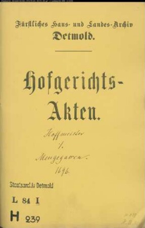 Hofmeister, Hermanns Witwe zu Lemgo gegen Henrich Mengassen (Mengegassen) zu Lemgo - Schuldforderung