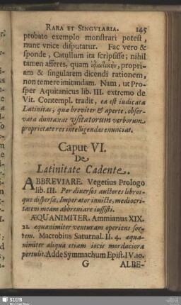 Caput VI. De Latinitate Cadente