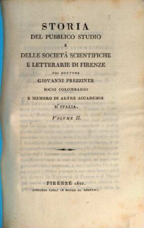 Storia del pubblico studio e delle società scientifiche e letterarie di Firenze, 2