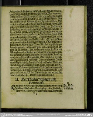 II. Der Türcken Religion und Gottesdienst