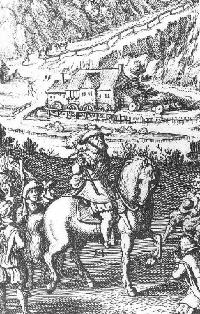 Bautzen. Große Mühle, Ausschnitt aus: Ansicht Bautzens bei der Eroberung durch den sächsischen Kurfürsten, 1620