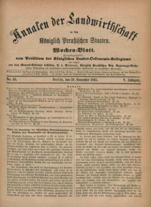 No. 48. Berlin, den 29. November 1865. V. Jahrgang.