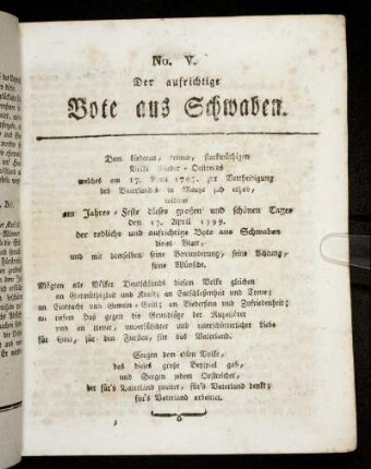 No. V. [Den 17ten April 1799.]