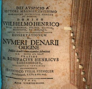 Dissertationem de numeri denarii origine
