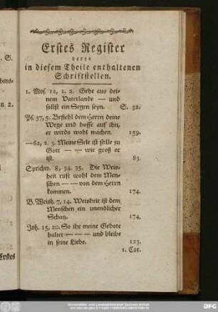 Erstes Register derer in diesem Theile enthaltenen Schriftstellen.