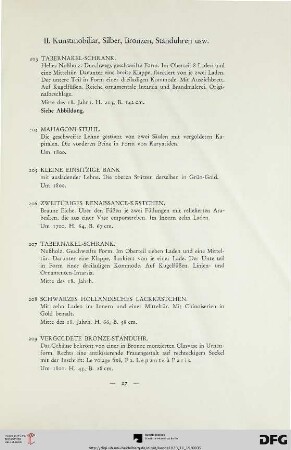 Kunstmobiliar, Silber, Bronzen, Standuhren usw. (Nr. 203-241)