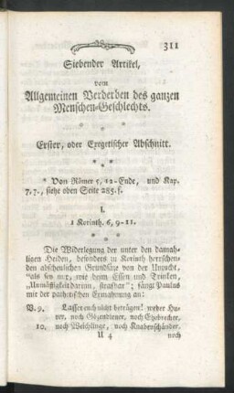 Siebender Artikel, vom Allgemeinen Verderben des ganzen Menschen-Geschlechts