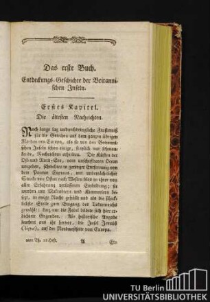 Das erste Buch. Entdeckungs-Geschichte der Britannischen Inseln.