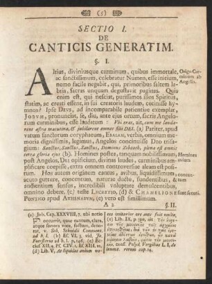 Sectio I. De Canticis Generatim