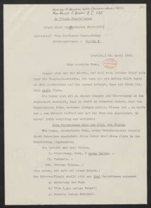 Brief an Frieda Kwast-Hodapp, 28.04.1922