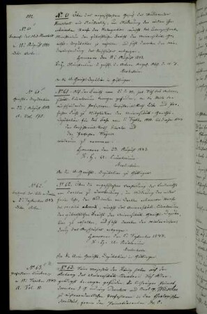 Berufung der außerordentlichen Professoren der theologischen Fakultät Dunker und Wieseler; Berufung des außerordentlichen Professors der medizinischen Fakultät Bergmann; Berufung des außerordentlichen Professors der philosophischen Fakultät Roscher.