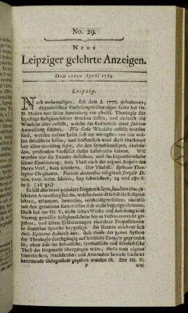 No. 29. Den 10ten April 1789.