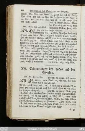 XVI. Erinnerungen des Todes und der Ewigkeit.