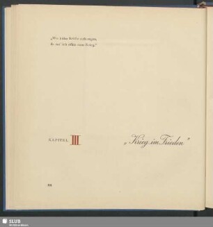 Kapitel III. „Krieg im Frieden“