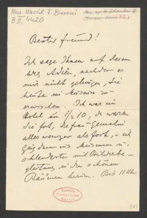Brief an Ferruccio Busoni : 15.03.1898