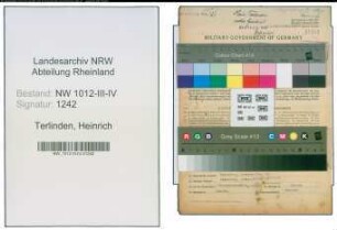 Entnazifizierung Heinrich Terlinden , geb. 15.04.1900 (Gastwirt)