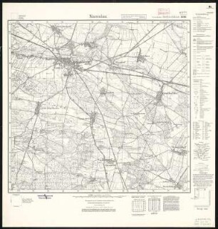 Meßtischblatt 2896 : Namslau, 1938 : Namslau. - Hrsg. 1885, bericht. 1930, einz. Nachtr. 1932, redakt. Änd. [19]38. - 1:25000. - [Berlin]: Reichsamt für Landesaufnahme, 1938. - 1 Kt.
