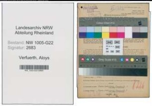 Entnazifizierung Aloys Verfuerth , geb. 04.09.1910 (Milchhaendler)