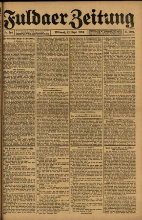 Ausgabe vom Mittwoch, den 15. September 1920.