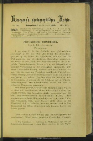 Physikalische Entwicklung